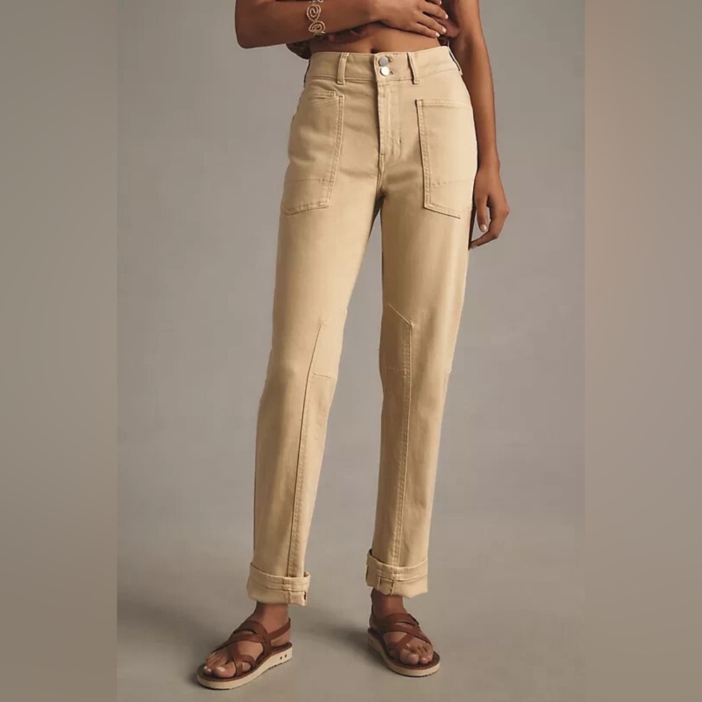 NWT Anthropologie Pilcro The Wanderer Denim Pants in Ivory Tall Length